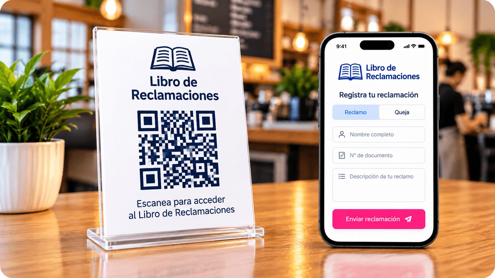 Código QR del Libro de Reclamaciones disponible en el establecimiento