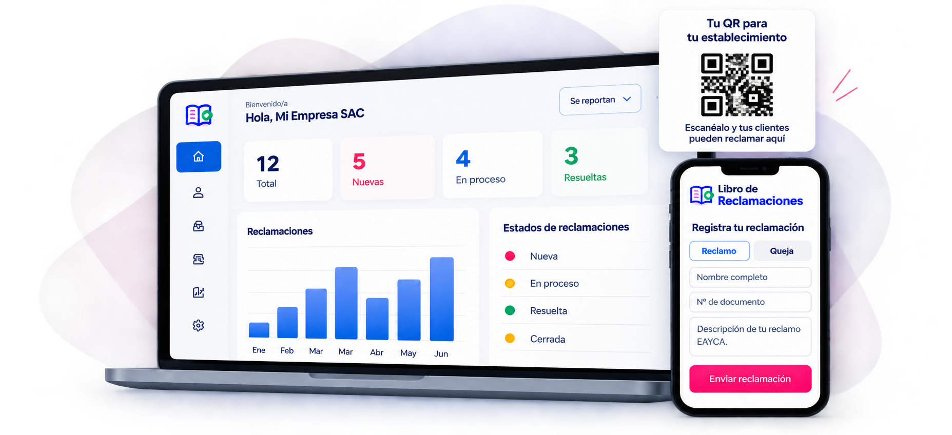 Libro de Reclamaciones Digital: panel administrativo, acceso móvil y código QR